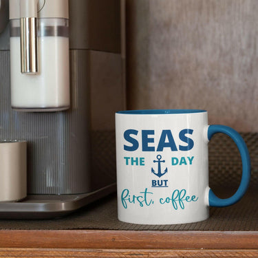 Seas The Day Ceramic Beach Coffee Mug, 5 Colors Mugs New England Trading Co